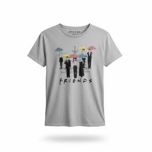 Friends TV Show Umbrella Graphic T-Shirt Gray Men’s L New With Tags